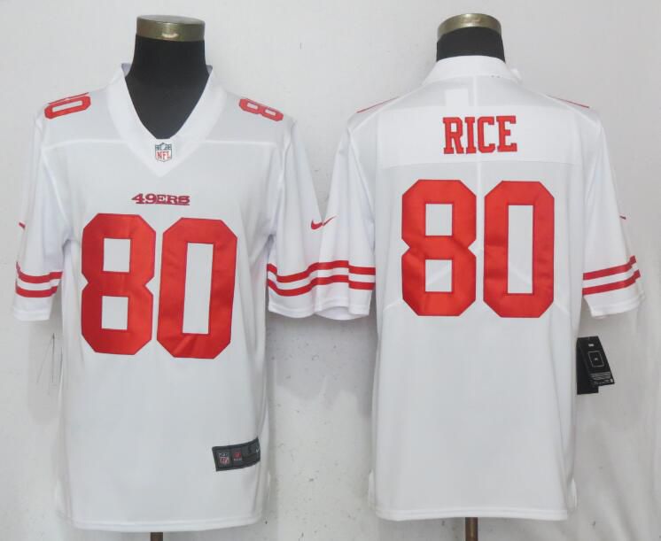 Men San Francisco 49ers #80 Rice White Vapor Untouchable Limited Player Nike NFL Jerseys